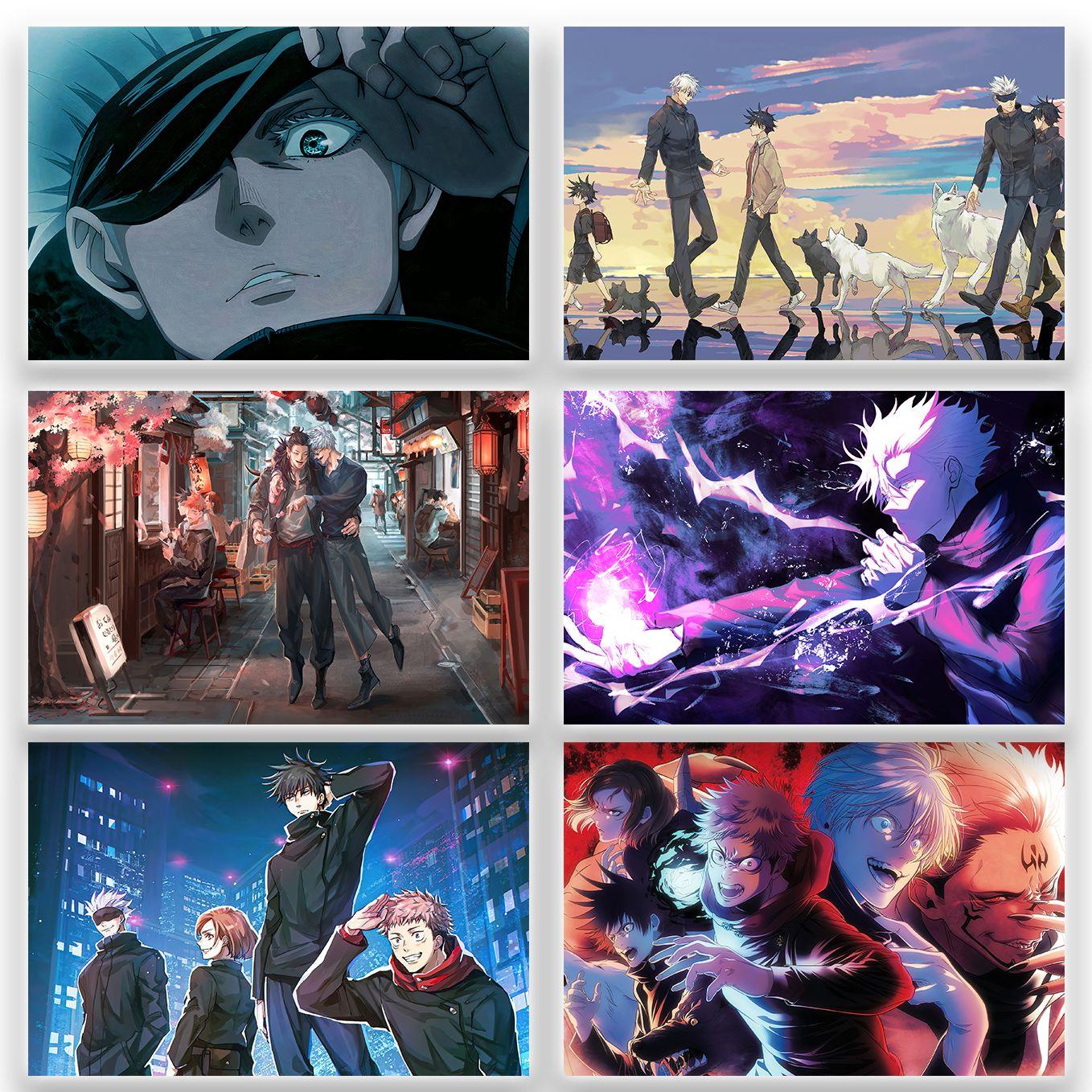 SoulAbiti Jujutsu Kaisen Gojo Satoru Poster 6 Landscape Designs (12x18 Inches, 350 GSM) comes with double sided tape, Ideal gift for Sorcery fight fans - SoulAbiti