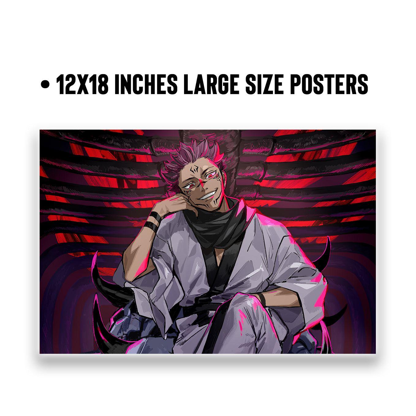 SoulAbiti Jujutsu Kaisen Ryomen Sukuna 6 Landscape Designs (Gojo satoru, Nobara, Yuji, Megumi 12x18 Inches, 350 GSM) comes with double sided tape, Ideal gift for Sorcery fight fans - SoulAbiti