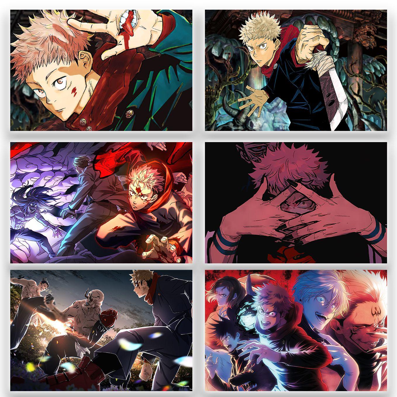 SoulAbiti Jujutsu Kaisne Itadori Yuji Poster 6 Landscape Designs (12x18 Inches, 350 GSM) comes with double sided tape, Ideal gift for Sorcery fight fans - SoulAbiti