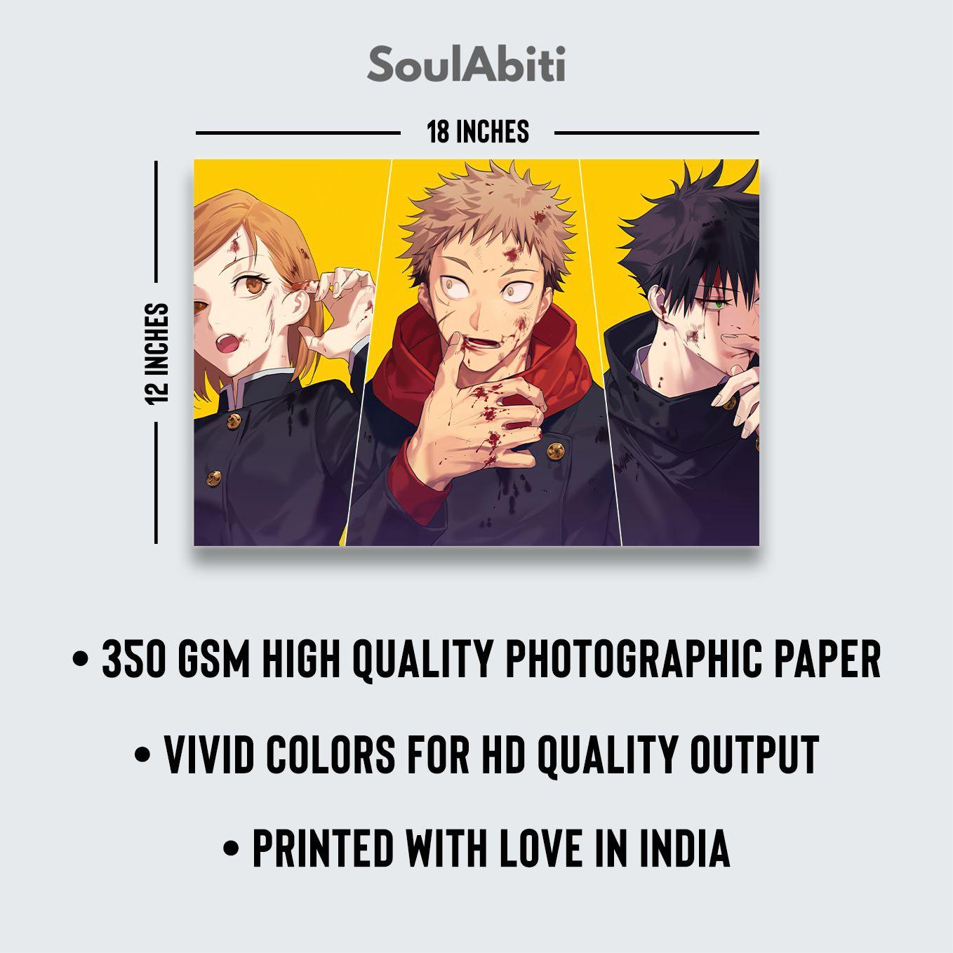 SoulAbiti Jujutsu Kaisne Itadori Yuji Poster 6 Landscape Designs (12x18 Inches, 350 GSM) comes with double sided tape, Ideal gift for Sorcery fight fans - SoulAbiti