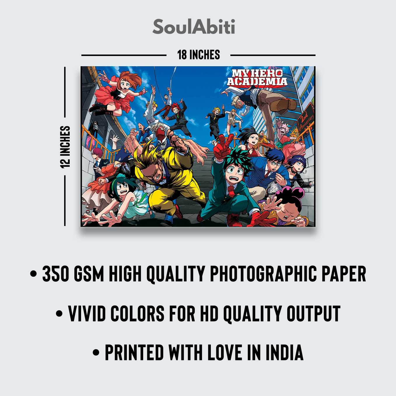 SoulAbiti My Hero Academia Heroes vs Villain league Set of 6 Anime posters Landscape (All Might, All for one, Shigaraki, Deku, and more 12x18 inches) with double-sided tape Large Size Multicolor - SoulAbiti