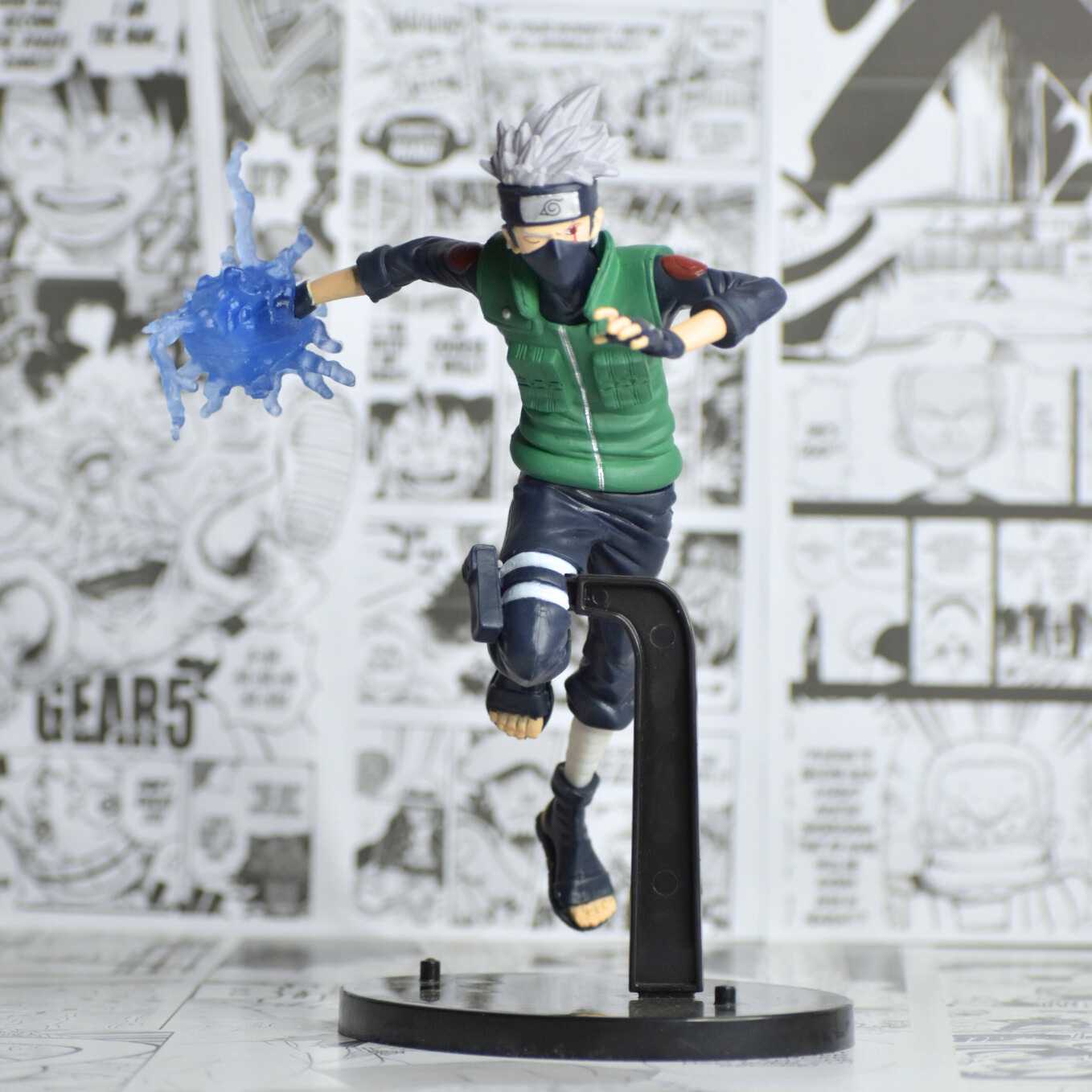SoulAbiti Naruto Kakashi Hatake Action Figure (20 cm) with Round Base Lightning Attack Kakashi Hatake Chidori of Anime Series Naruto Shippuden Multicolor - SoulAbiti