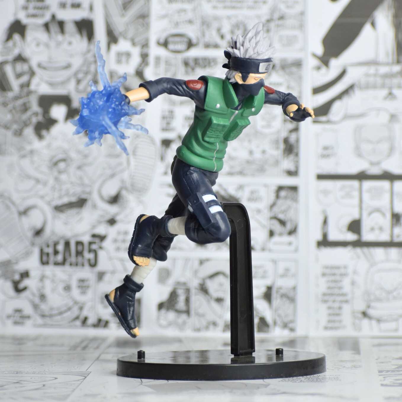 SoulAbiti Naruto Kakashi Hatake Action Figure (20 cm) with Round Base Lightning Attack Kakashi Hatake Chidori of Anime Series Naruto Shippuden Multicolor - SoulAbiti