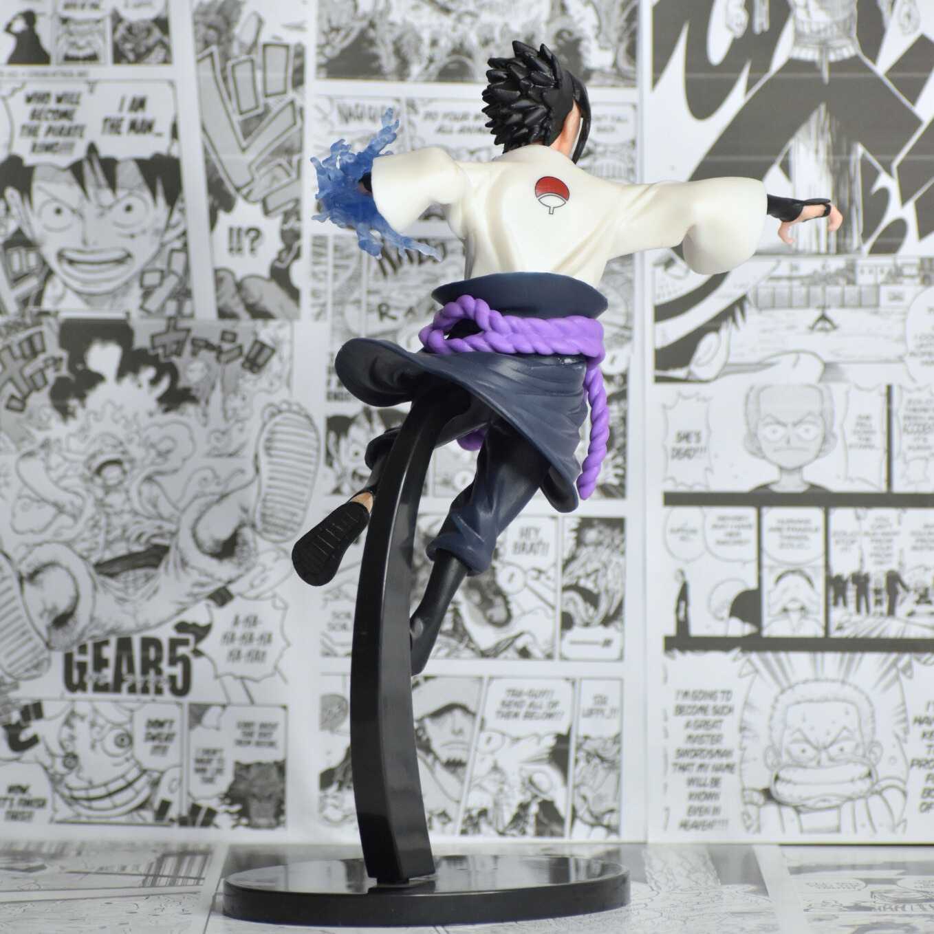 SoulAbiti Naruto Sasuke Uchiha Action Figure (21 cm) with Round Base Sasuke After Training with Orochimaru Curse Mark Figurine Ideal Gift for Anime Fans Multicolor - SoulAbiti