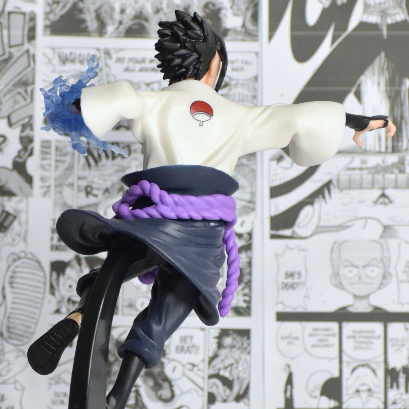 SoulAbiti Naruto Sasuke Uchiha Action Figure (21 cm) with Round Base Sasuke After Training with Orochimaru Curse Mark Figurine Ideal Gift for Anime Fans Multicolor - SoulAbiti