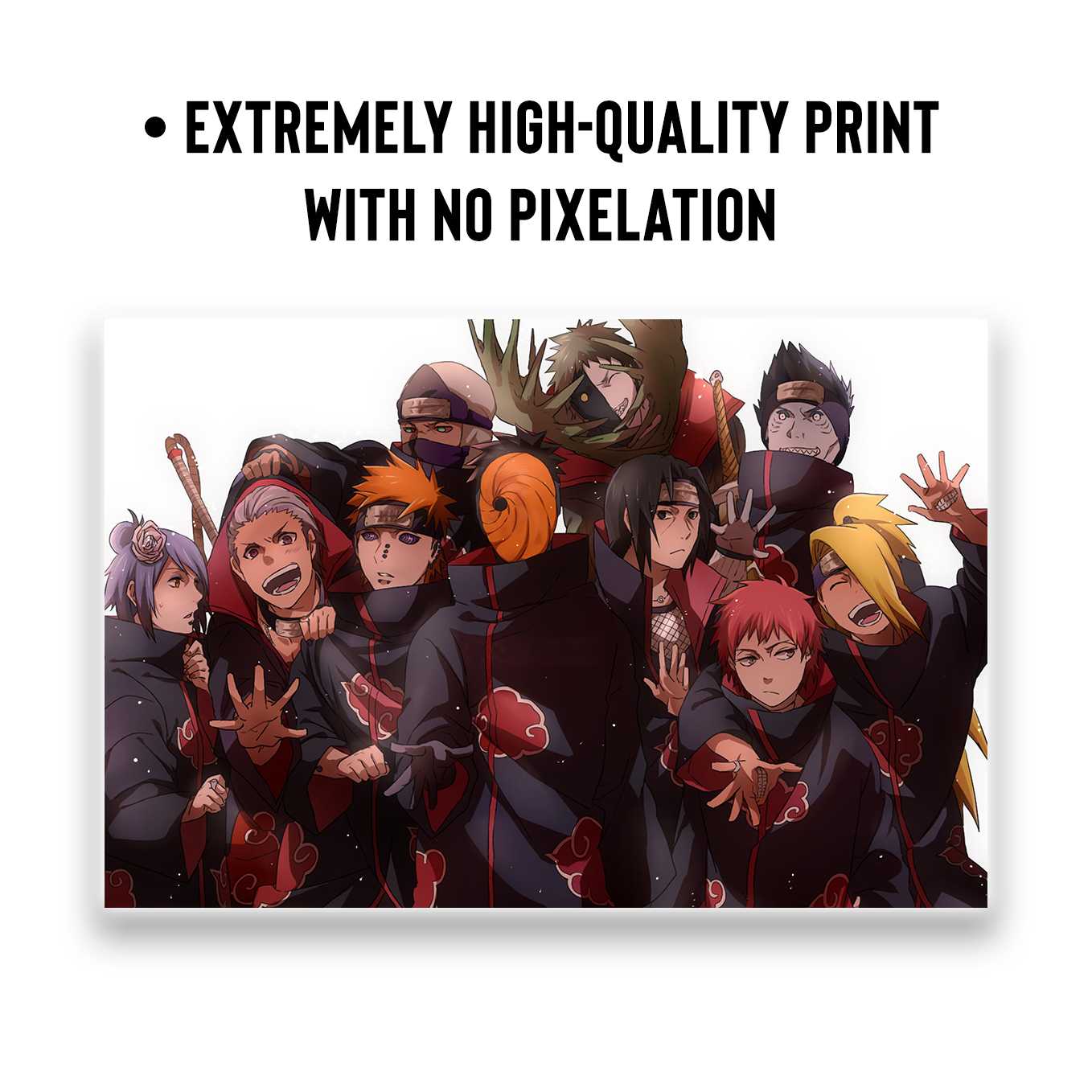SoulAbiti Naruto Shippuden Akatsuki Set of 6 posters landscape (Pain, Sasori, Hidan, Itachi, Tobi and more 12x18 inches) with double-sided tape Large Size Anime posters for wall Multicolor - SoulAbiti