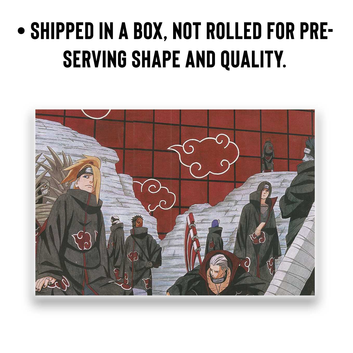 SoulAbiti Naruto Shippuden Akatsuki Set of 6 posters landscape (Pain, Sasori, Hidan, Itachi, Tobi and more 12x18 inches) with double-sided tape Large Size Anime posters for wall Multicolor - SoulAbiti