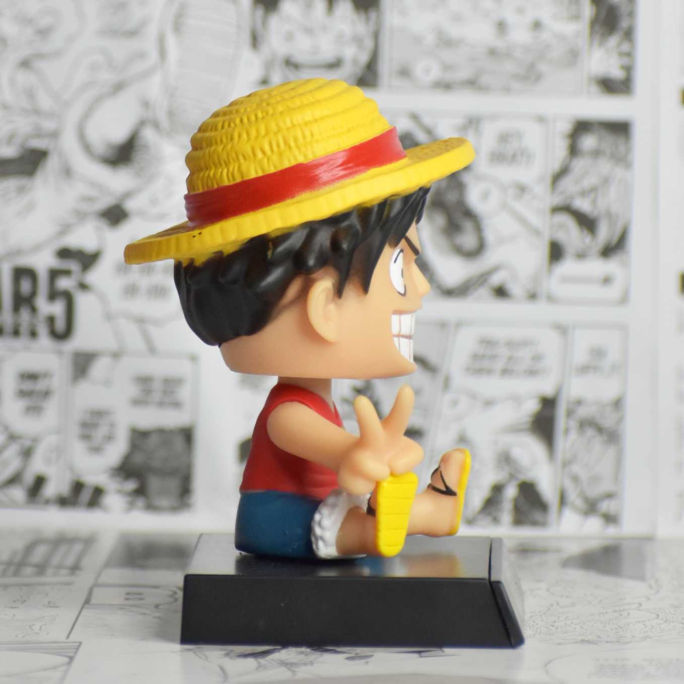 SoulAbiti One Piece Combo of 2 bobblehead, Monkey D. Luffy and Roronoa Zoro of The Straw hat pirates (Mobile Holder, Car Dashboard décor, Table décor) - SoulAbiti