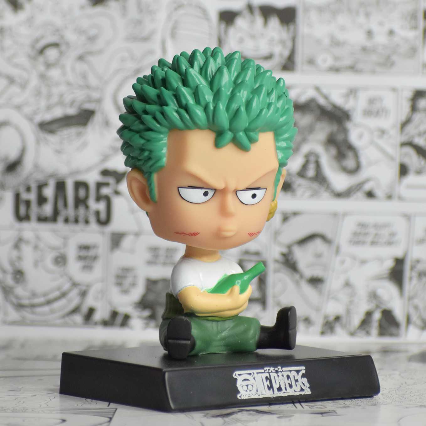 SoulAbiti One Piece Combo of 2 bobblehead, Monkey D. Luffy and Roronoa Zoro of The Straw hat pirates (Mobile Holder, Car Dashboard décor, Table décor) - SoulAbiti