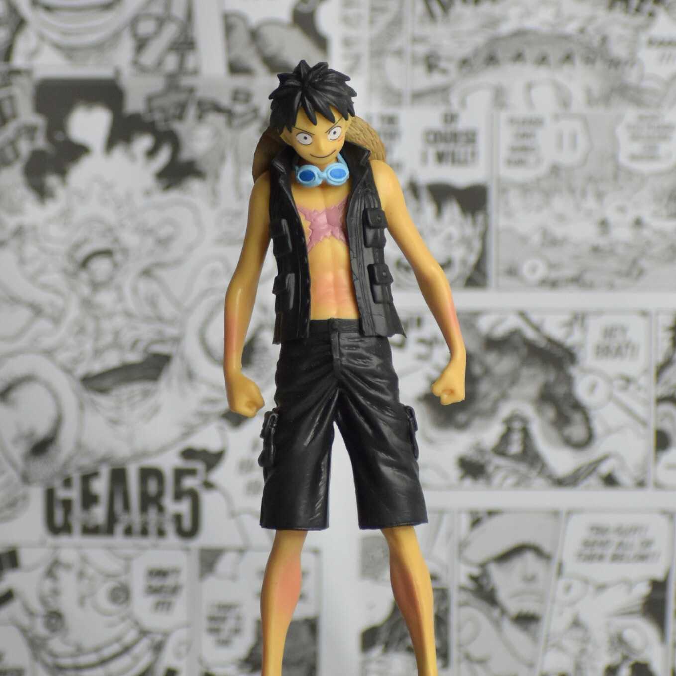 SoulAbiti One Piece Monkey D Luffy Action Figure (16 cm) with Round Base Monkey D Luffy Black Attire from One Piece Film Gold Ideal Gift gor Anime Series Fan Multicolor - SoulAbiti