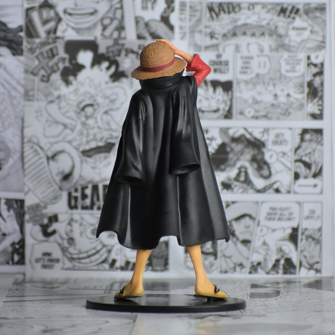SoulAbiti One Piece Monkey D Luffy Action Figure (20 cm) with Round Base One Piece Flim Red Black Coat Attire with one Hand on hat Ideal Gift for Straw hat Fan Multicolor - SoulAbiti