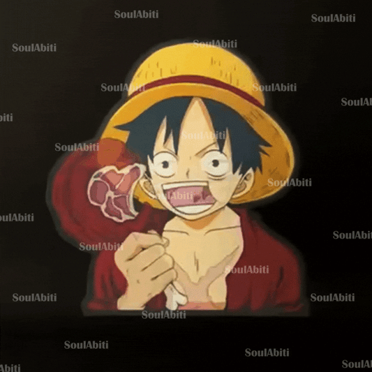 SoulAbiti One Piece Monkey D Luffy eating eat 3 in 1 Lenticular sticker ( 3d Sticker ) Ideal for decoration of Mobile cover, Laptop, books, water bottle - SoulAbiti