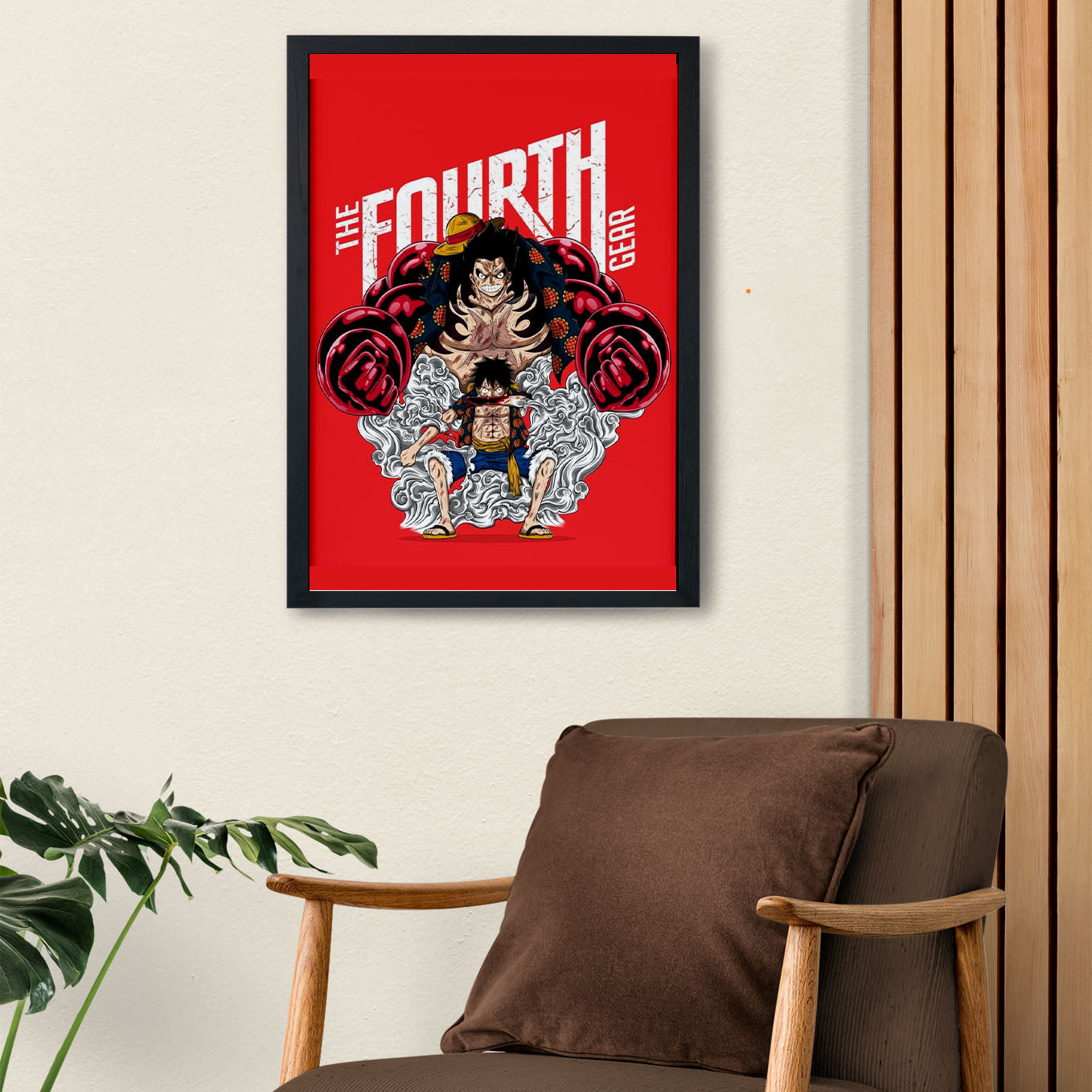 SoulAbiti One Piece Monkey D. Luffy Gear 4th Poster Art Framed (12x18-Inch, Plexi-Glass, Textured Frame) Framed Wall Décor, Ideal gift for Straw hat pirate fans - SoulAbiti