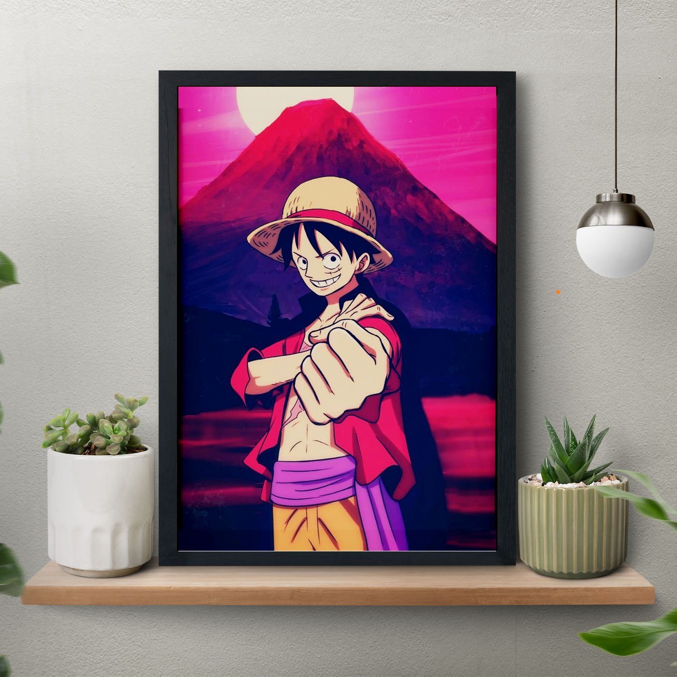 SoulAbiti One Piece Monkey D. Luffy Wano arc Poster Art Framed (12x18-Inch, Plexi-Glass, Textured Frame) Framed Wall Décor, Ideal gift for Straw hat pirate fans - SoulAbiti