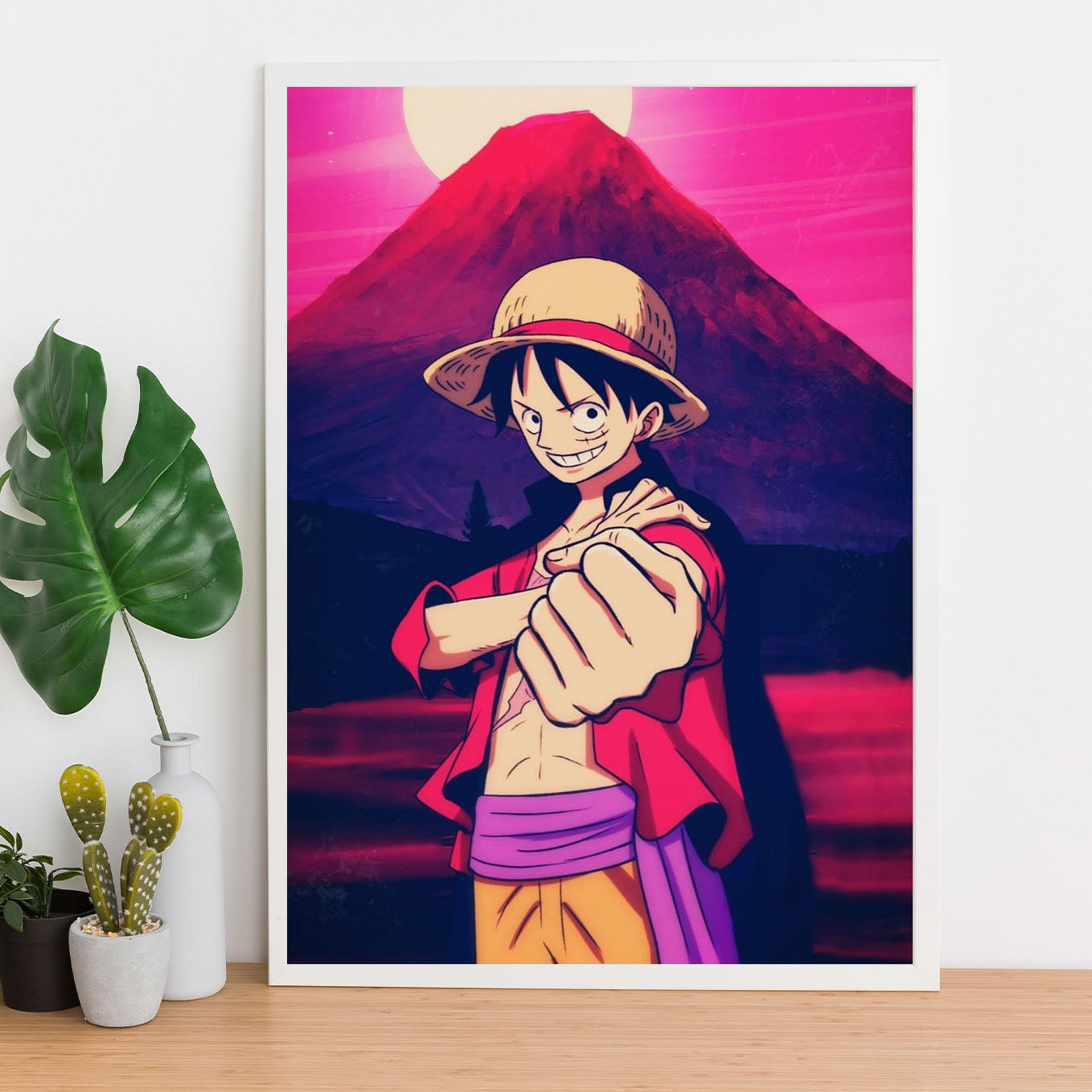 SoulAbiti One Piece Monkey D. Luffy Wano arc Poster Art Framed (12x18-Inch, Plexi-Glass, Textured Frame) Framed Wall Décor, Ideal gift for Straw hat pirate fans - SoulAbiti