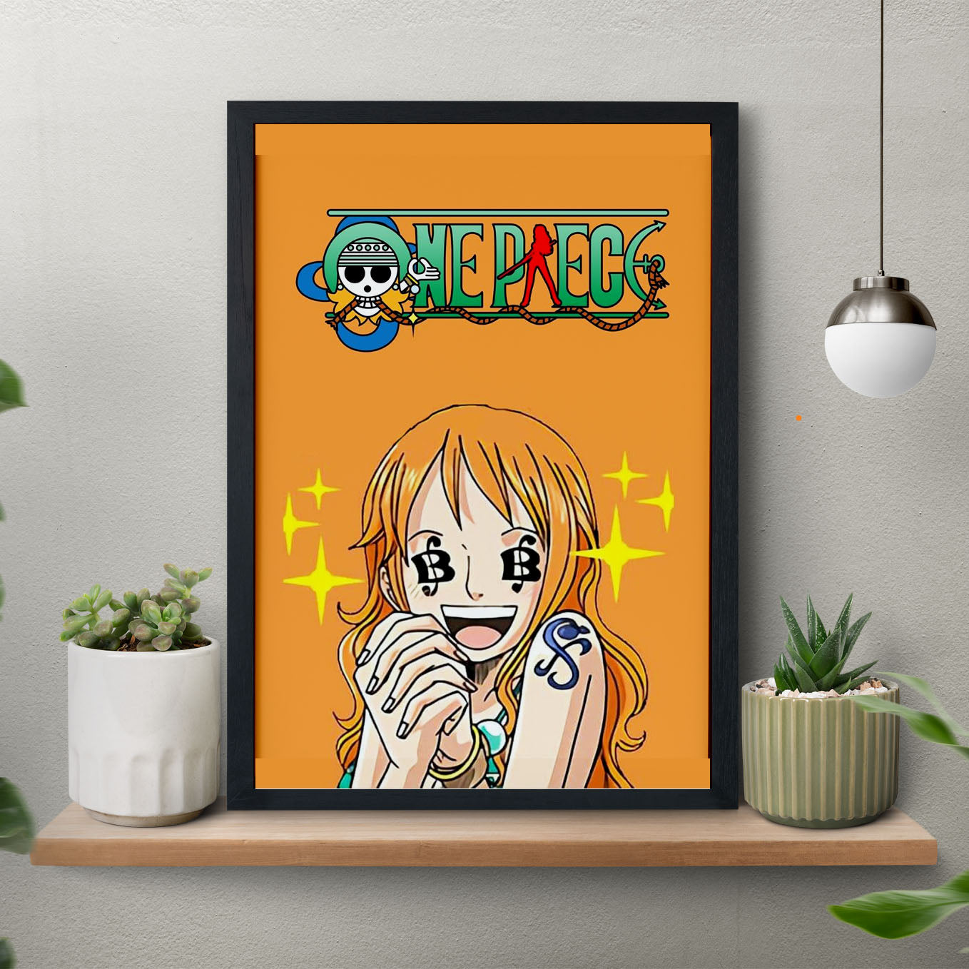 SoulAbiti One Piece Nami Poster Art Framed (12x18-Inch, Plexi-Glass, Textured Frame) Framed Wall Décor, Ideal gift for Straw hat pirate fans - SoulAbiti