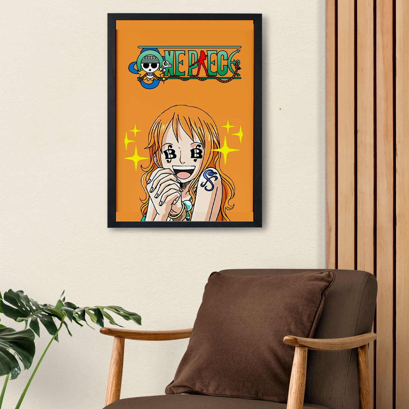 SoulAbiti One Piece Nami Poster Art Framed (12x18-Inch, Plexi-Glass, Textured Frame) Framed Wall Décor, Ideal gift for Straw hat pirate fans - SoulAbiti