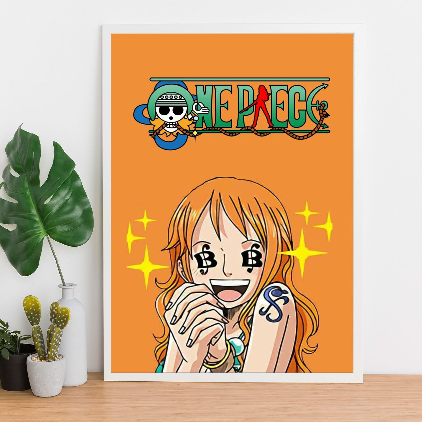 SoulAbiti One Piece Nami Poster Art Framed (12x18-Inch, Plexi-Glass, Textured Frame) Framed Wall Décor, Ideal gift for Straw hat pirate fans - SoulAbiti