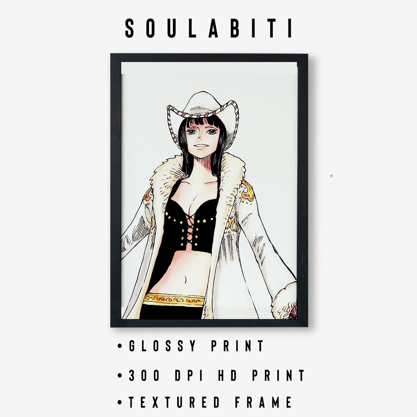 SoulAbiti One Piece Nico robin in arabasta Poster Art Framed (12x18-Inch, Plexi-Glass, Textured Frame) Framed Wall Décor, Ideal gift for Straw hat pirate fans - SoulAbiti