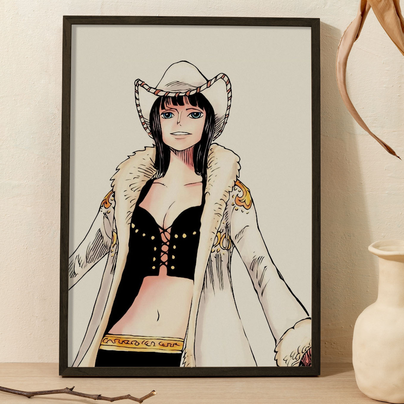 SoulAbiti One Piece Nico robin in arabasta Poster Art Framed (12x18-Inch, Plexi-Glass, Textured Frame) Framed Wall Décor, Ideal gift for Straw hat pirate fans - SoulAbiti