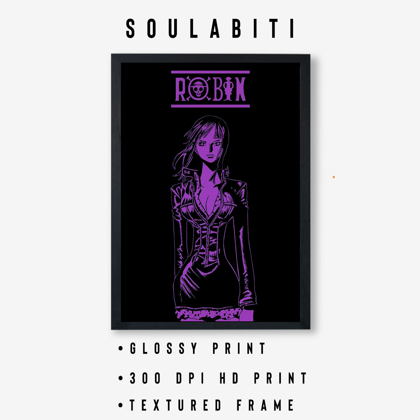 SoulAbiti One Piece Nico robin in Enies Lobby Arc Poster Art Framed (12x18-Inch, Plexi-Glass, Textured Frame) Framed Wall Décor, Ideal gift for Straw hat pirate fans - SoulAbiti