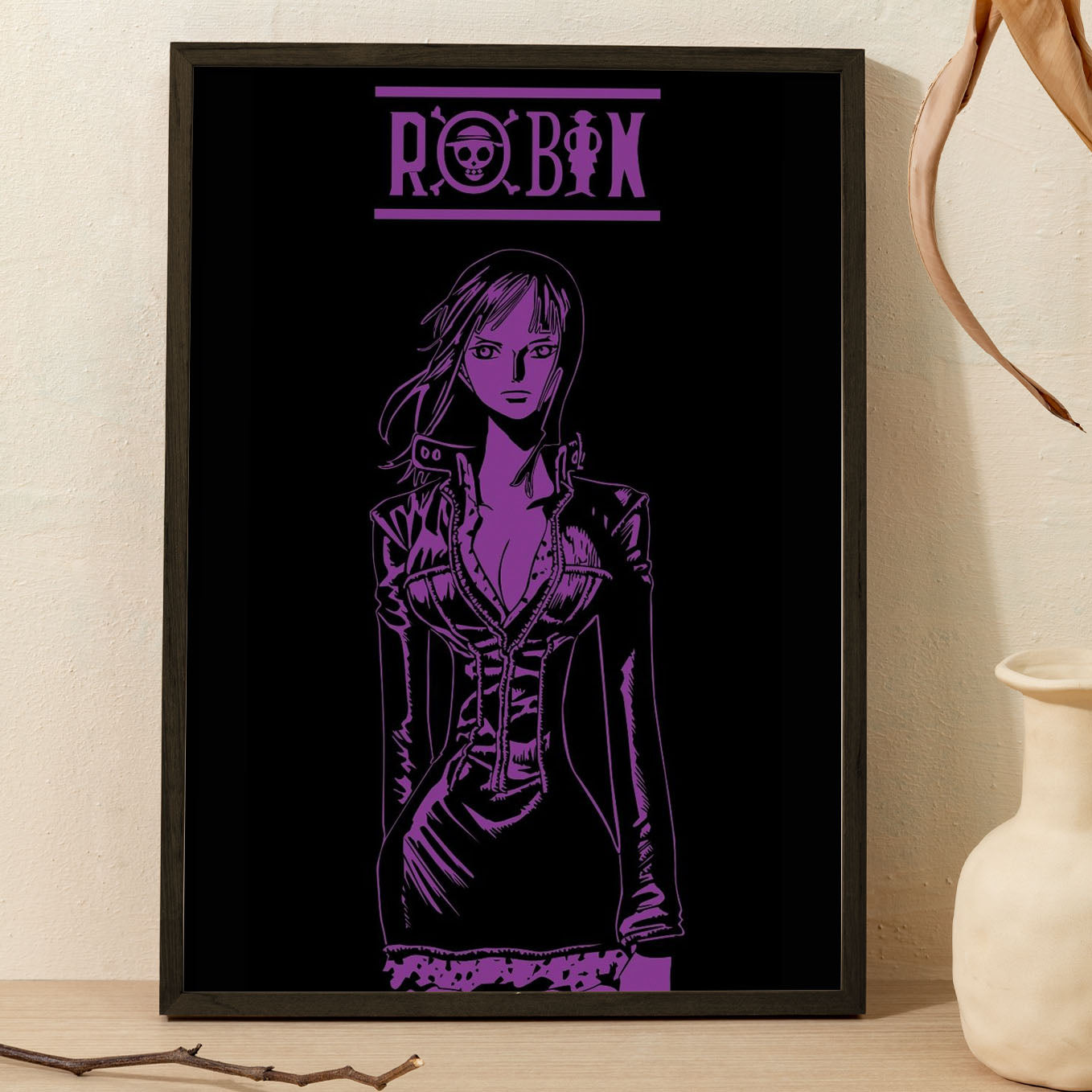SoulAbiti One Piece Nico robin in Enies Lobby Arc Poster Art Framed (12x18-Inch, Plexi-Glass, Textured Frame) Framed Wall Décor, Ideal gift for Straw hat pirate fans - SoulAbiti
