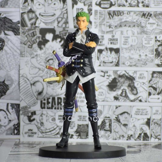 SoulAbiti One Piece Roronoa Zoro Action Figure (18cm) with Oval Base Zoro Attire in One Piece Film Red Style Figurine Ideal Gift and Collectible for Straw Hat Pirate Fans Multicolor - SoulAbiti