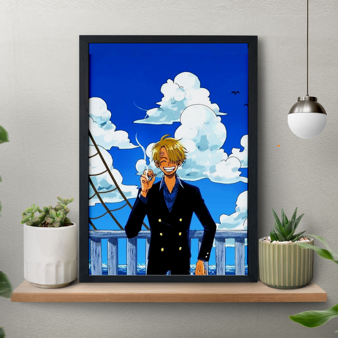 SoulAbiti One Piece Sanji East Blue Poster Art Framed (12x18-Inch, Plexi-Glass, Textured Frame) Framed Wall Décor, Ideal gift for Straw hat pirate fans - SoulAbiti