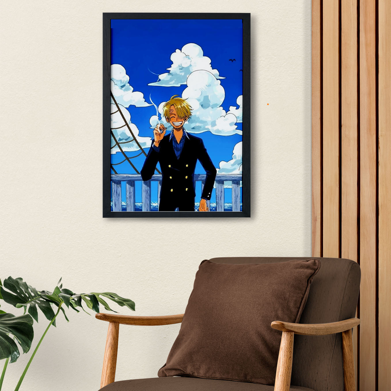 SoulAbiti One Piece Sanji East Blue Poster Art Framed (12x18-Inch, Plexi-Glass, Textured Frame) Framed Wall Décor, Ideal gift for Straw hat pirate fans - SoulAbiti