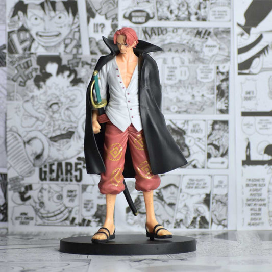 SoulAbiti One Piece Shanks Action Figure (21 cm) with Round Base Red haired Yonko Shanks in his Signature Attire Figurine Ideal Gift for Anime Fans Multicolor - SoulAbiti