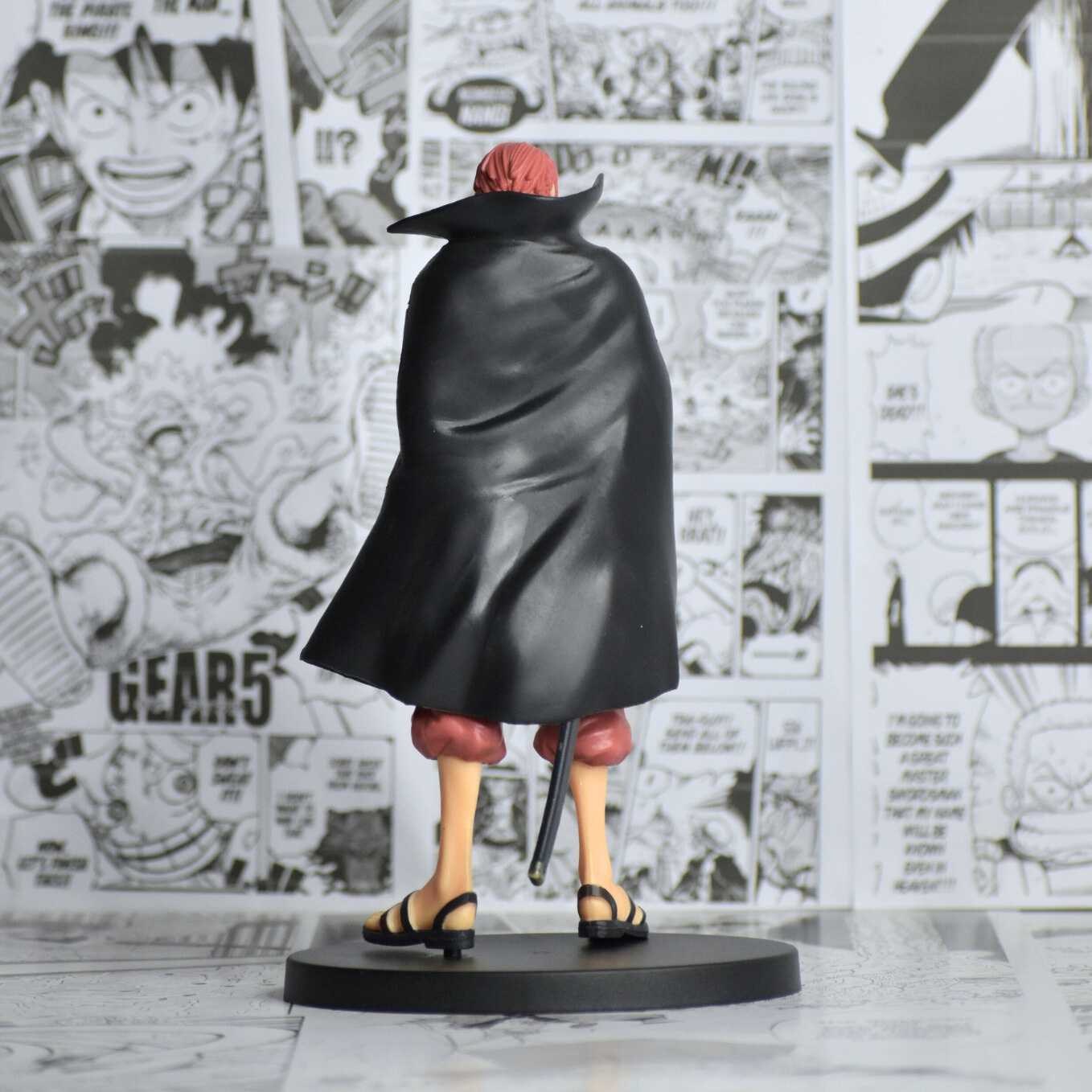 SoulAbiti One Piece Shanks Action Figure (21 cm) with Round Base Red haired Yonko Shanks in his Signature Attire Figurine Ideal Gift for Anime Fans Multicolor - SoulAbiti