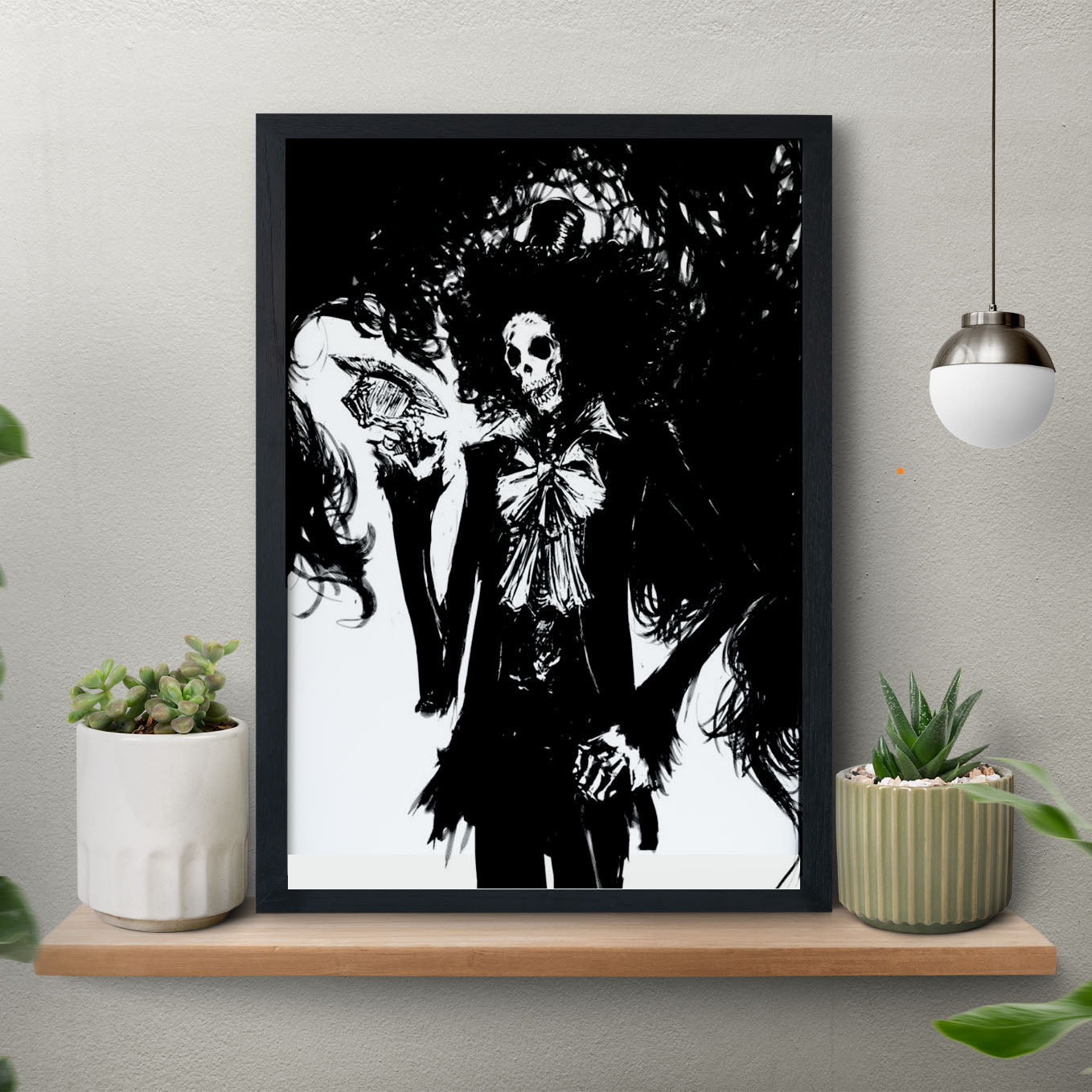 SoulAbiti One Piece Soul King Brook Poster Art Framed (12x18-Inch, Plexi-Glass, Textured Frame) Framed Wall Décor, Ideal gift for Straw hat pirate fans - SoulAbiti