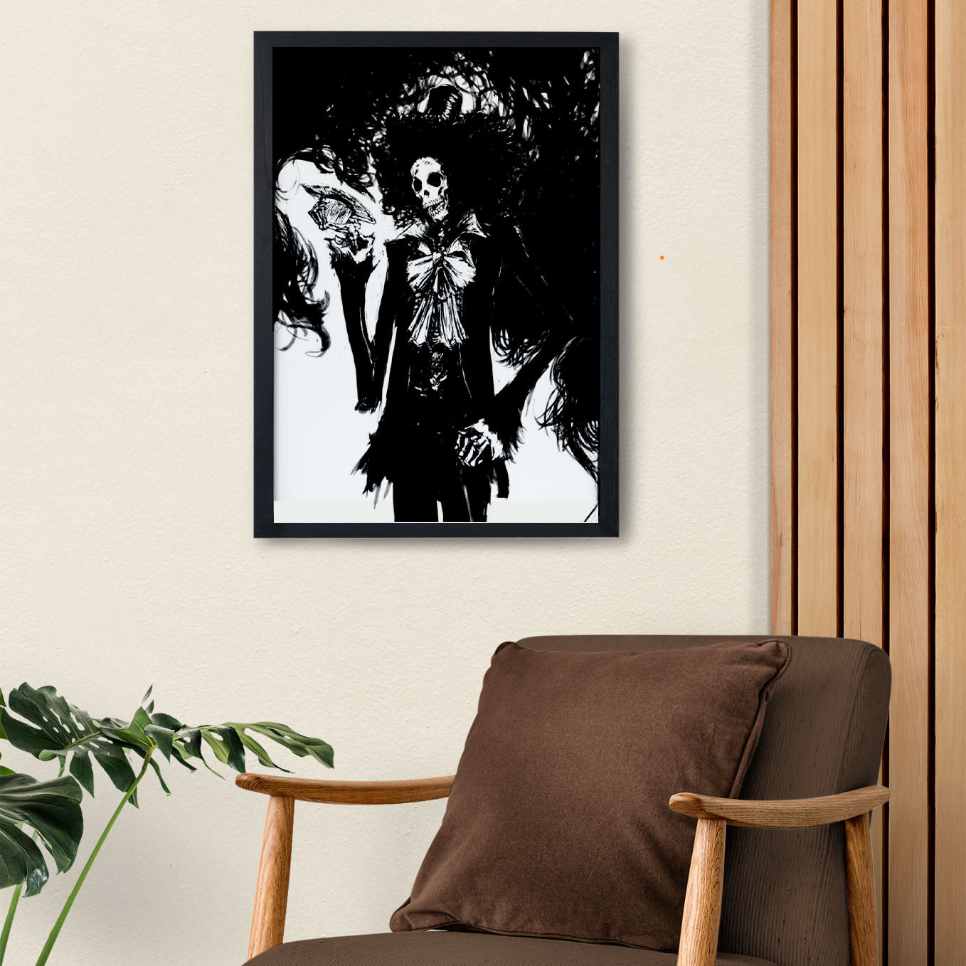 SoulAbiti One Piece Soul King Brook Poster Art Framed (12x18-Inch, Plexi-Glass, Textured Frame) Framed Wall Décor, Ideal gift for Straw hat pirate fans - SoulAbiti
