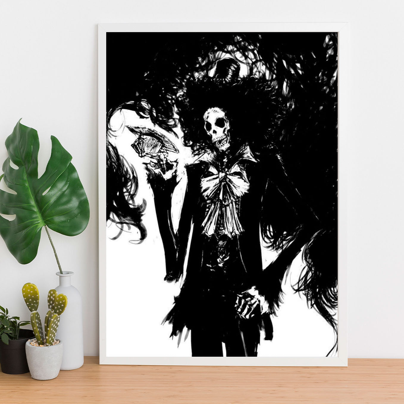 SoulAbiti One Piece Soul King Brook Poster Art Framed (12x18-Inch, Plexi-Glass, Textured Frame) Framed Wall Décor, Ideal gift for Straw hat pirate fans - SoulAbiti