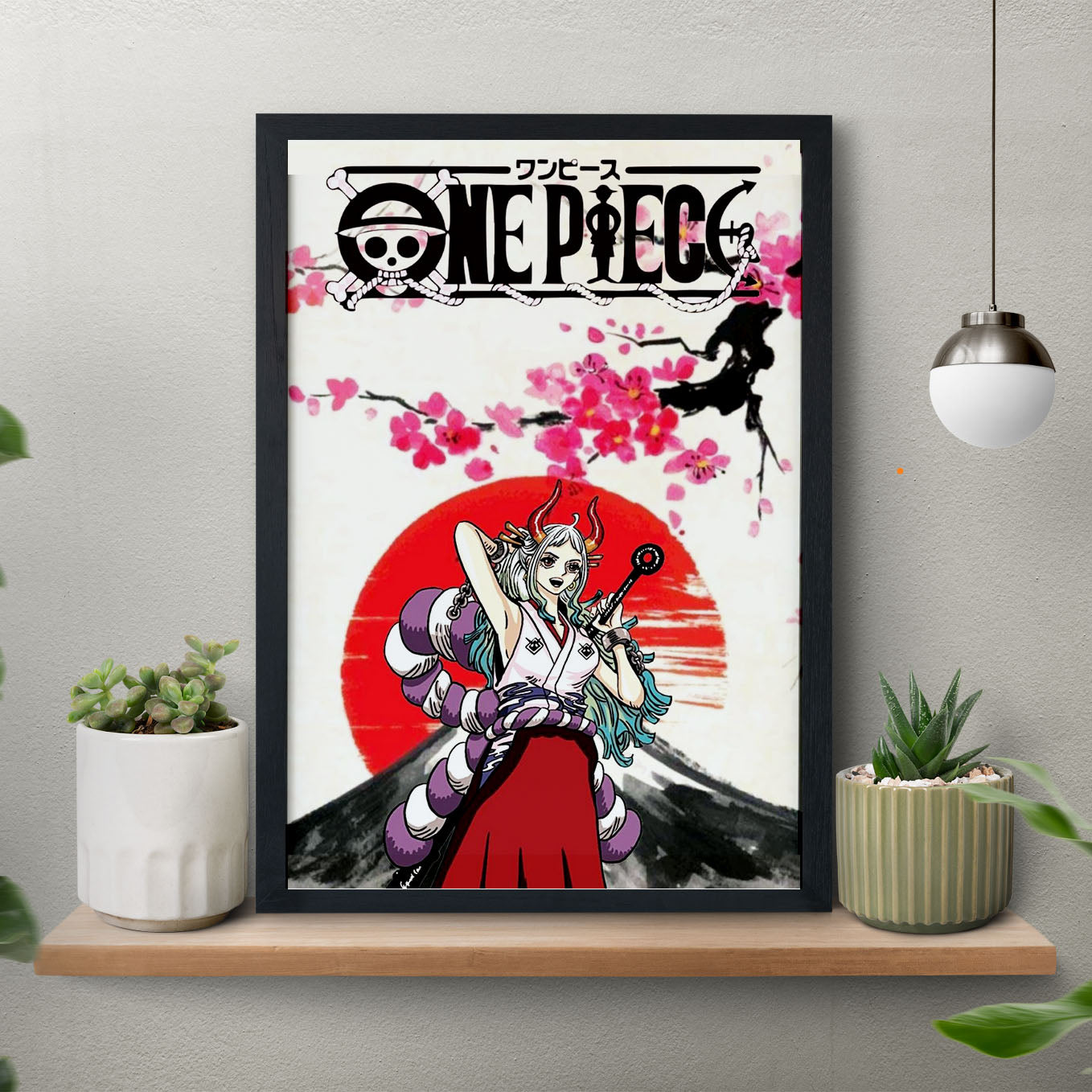 SoulAbiti One Piece Yamato Poster Art Framed (12x18-Inch, Plexi-Glass, Textured Frame) Framed Wall Décor, Ideal gift for Straw hat pirate fans - SoulAbiti