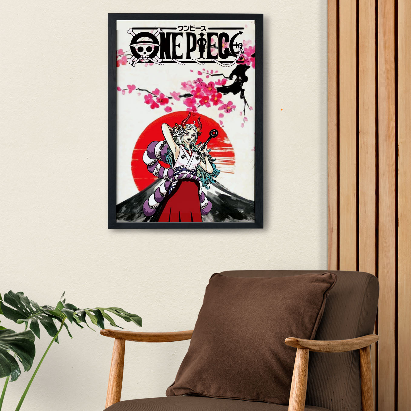 SoulAbiti One Piece Yamato Poster Art Framed (12x18-Inch, Plexi-Glass, Textured Frame) Framed Wall Décor, Ideal gift for Straw hat pirate fans - SoulAbiti