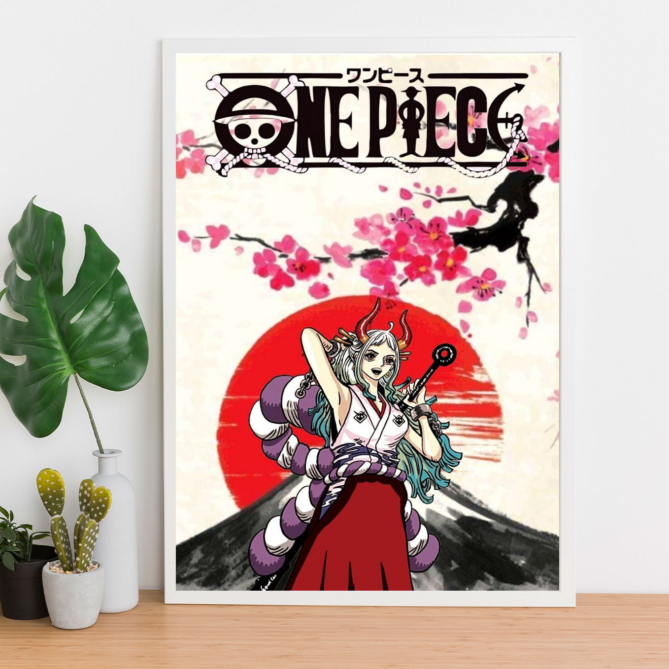 SoulAbiti One Piece Yamato Poster Art Framed (12x18-Inch, Plexi-Glass, Textured Frame) Framed Wall Décor, Ideal gift for Straw hat pirate fans - SoulAbiti