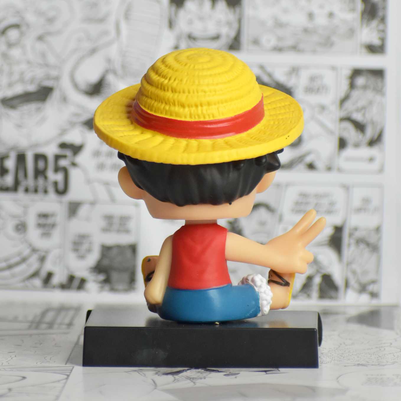 SoulAbiti Presents One Piece Luffy bobblehead Straw hat Pirates (Mobile Holder, Car Dashboard décor, Table décor) Ideal of King of pirate fans. - SoulAbiti