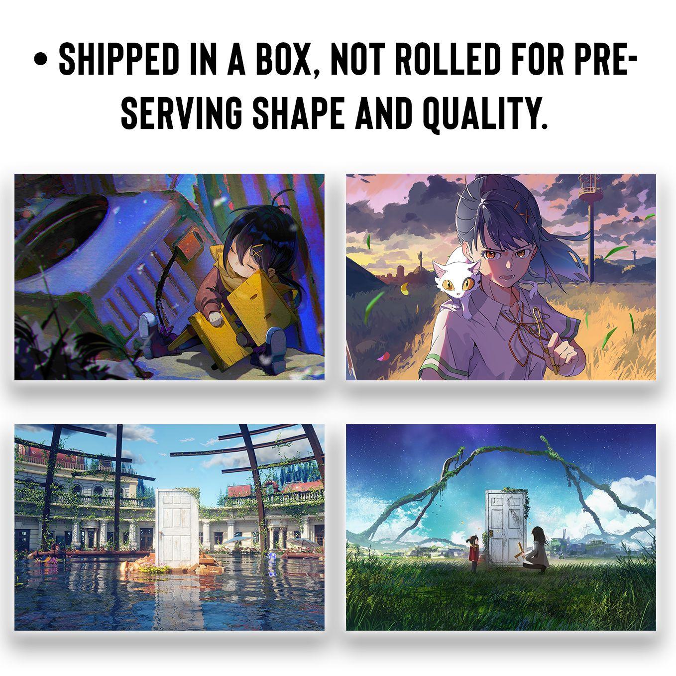 SoulAbiti set of 10 Anime Posters Landscape (12-inches X 18-inches) Suzume no tojimari posters with Double sided tape large size Multicolor ideal gift for Anime fans - SoulAbiti