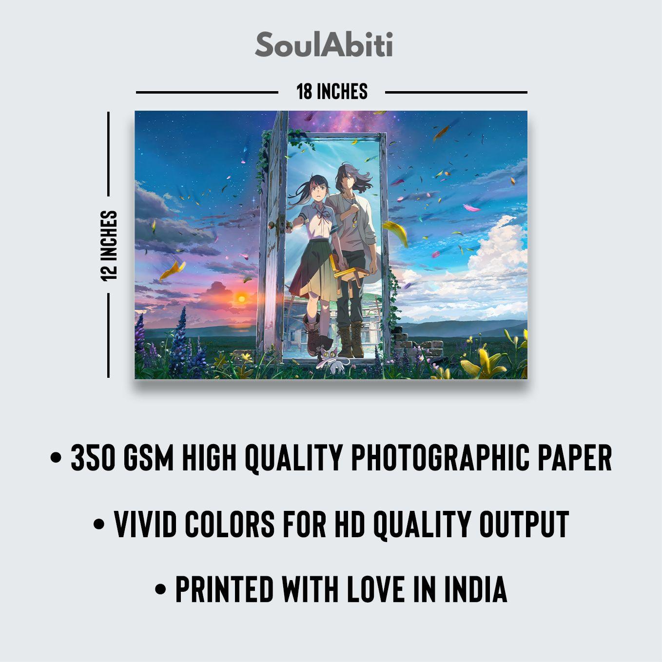 SoulAbiti set of 10 Anime Posters Landscape (12-inches X 18-inches) Suzume no tojimari posters with Double sided tape large size Multicolor ideal gift for Anime fans - SoulAbiti