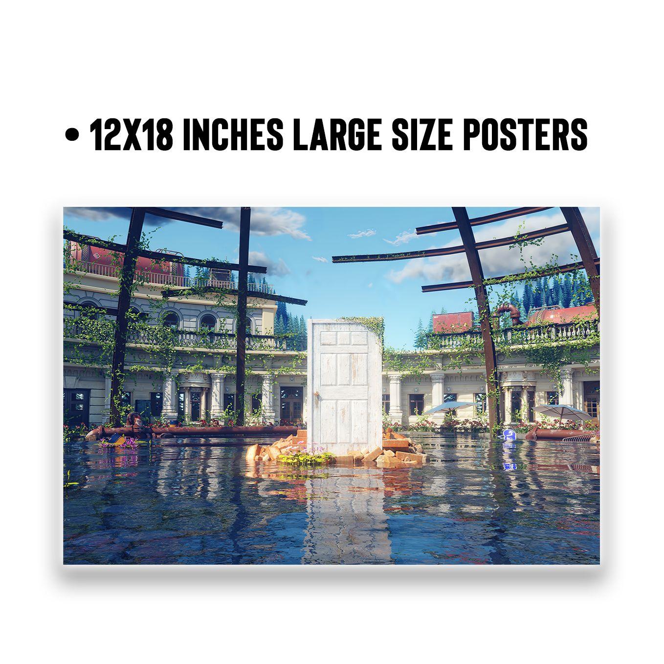 SoulAbiti Set of 6 Anime posters Landscape (Your Name, Suzume no Tojimari, Weathering with You, 12x18 inches) Kimi no Na Wa, Suzume with double-sided tape Large Size Anime poster for wall Multicolor - SoulAbiti