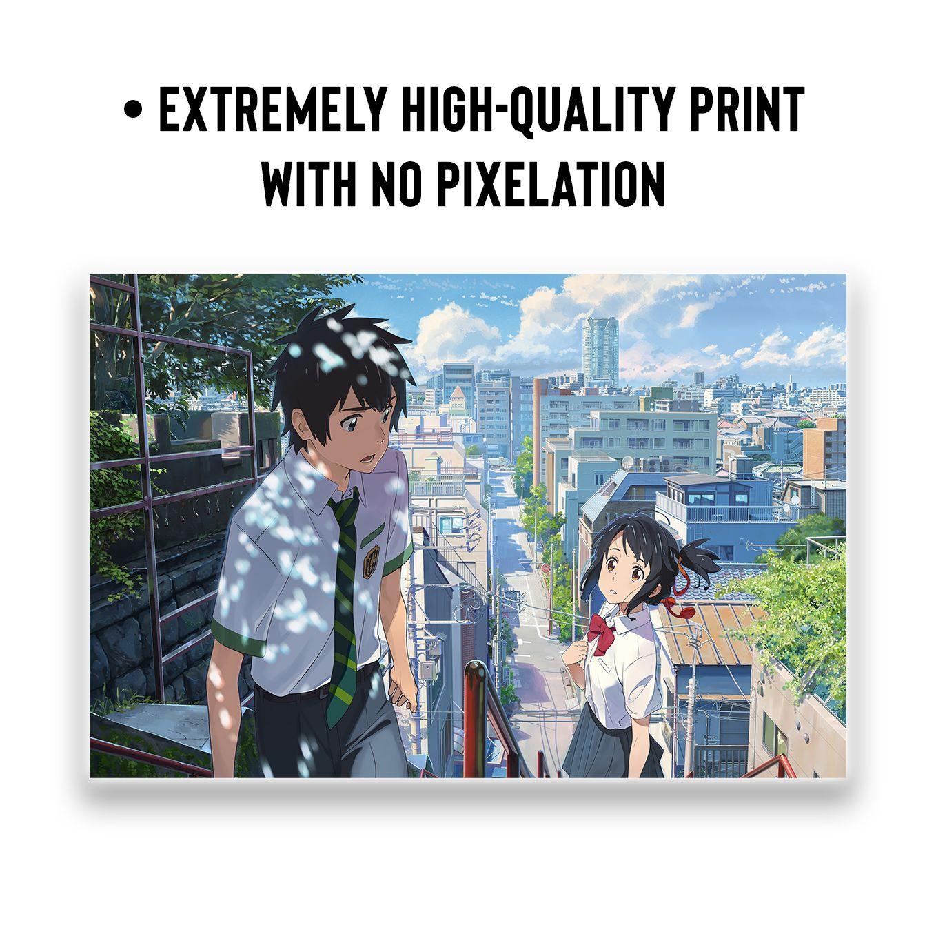 SoulAbiti Set of 6 Anime posters Landscape (Your Name, Suzume no Tojimari, Weathering with You, 12x18 inches) Kimi no Na Wa, Suzume with double-sided tape Large Size Anime poster for wall Multicolor - SoulAbiti