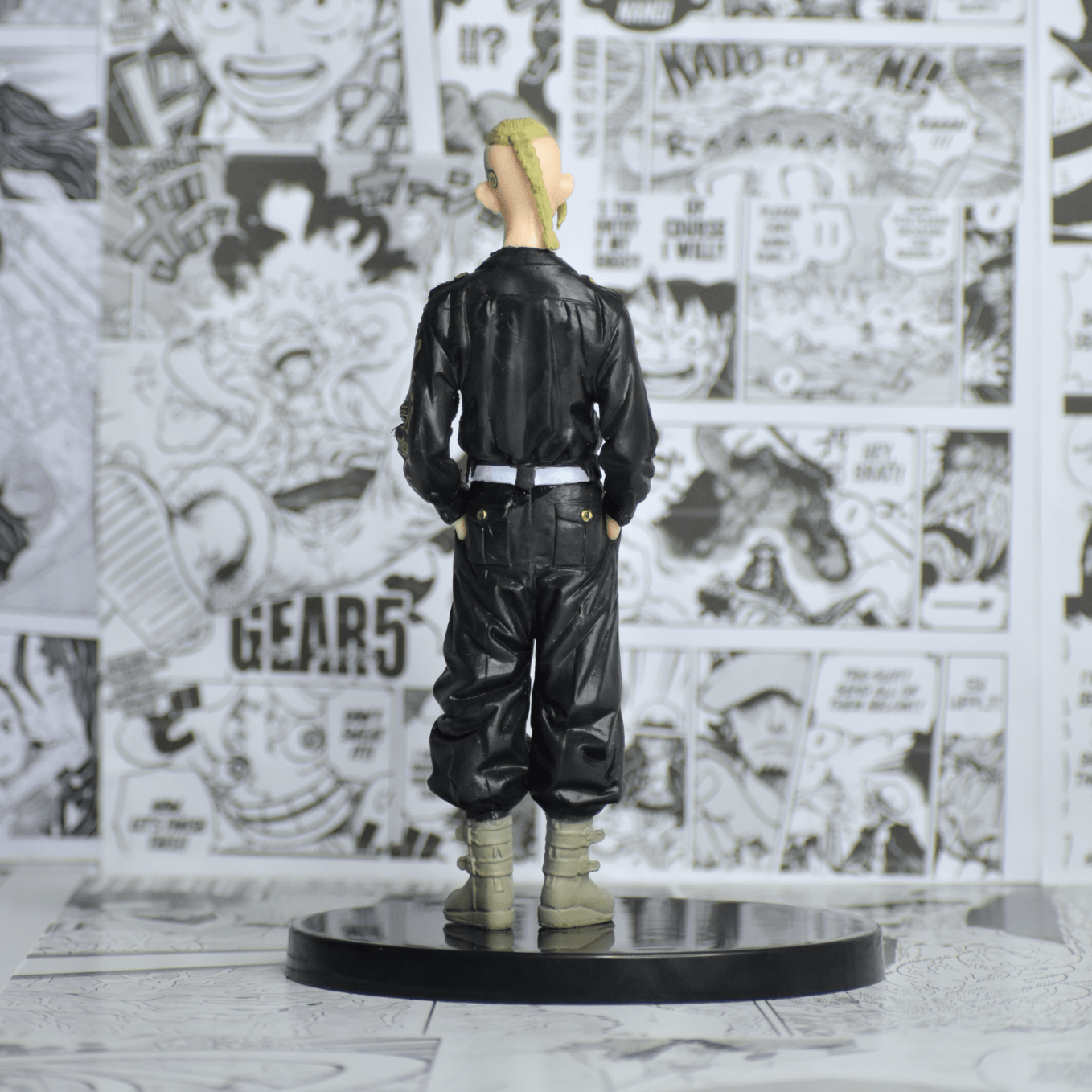 SoulAbiti Tokyo revengers Draken action figurine (18 cm tall) with round base and multicolor design Ken Ryuguji action figure in his signature look and tattoo in Tokyo Manji Gang attire - SoulAbiti