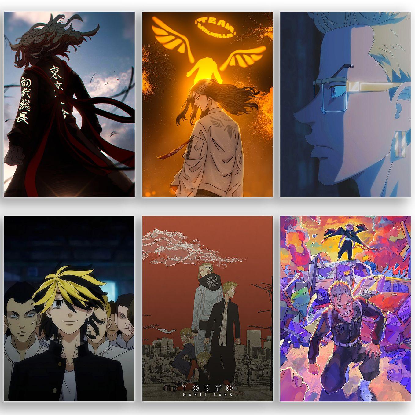 SoulAbiti Tokyo Revengers Poster 20 portrait (Mikey, Draken, Takemichi, chifuyu, Baji, Kazutora, Hinata, A4, 350 GSM) comes with double sided tape, Ideal gift for Anime fans - SoulAbiti