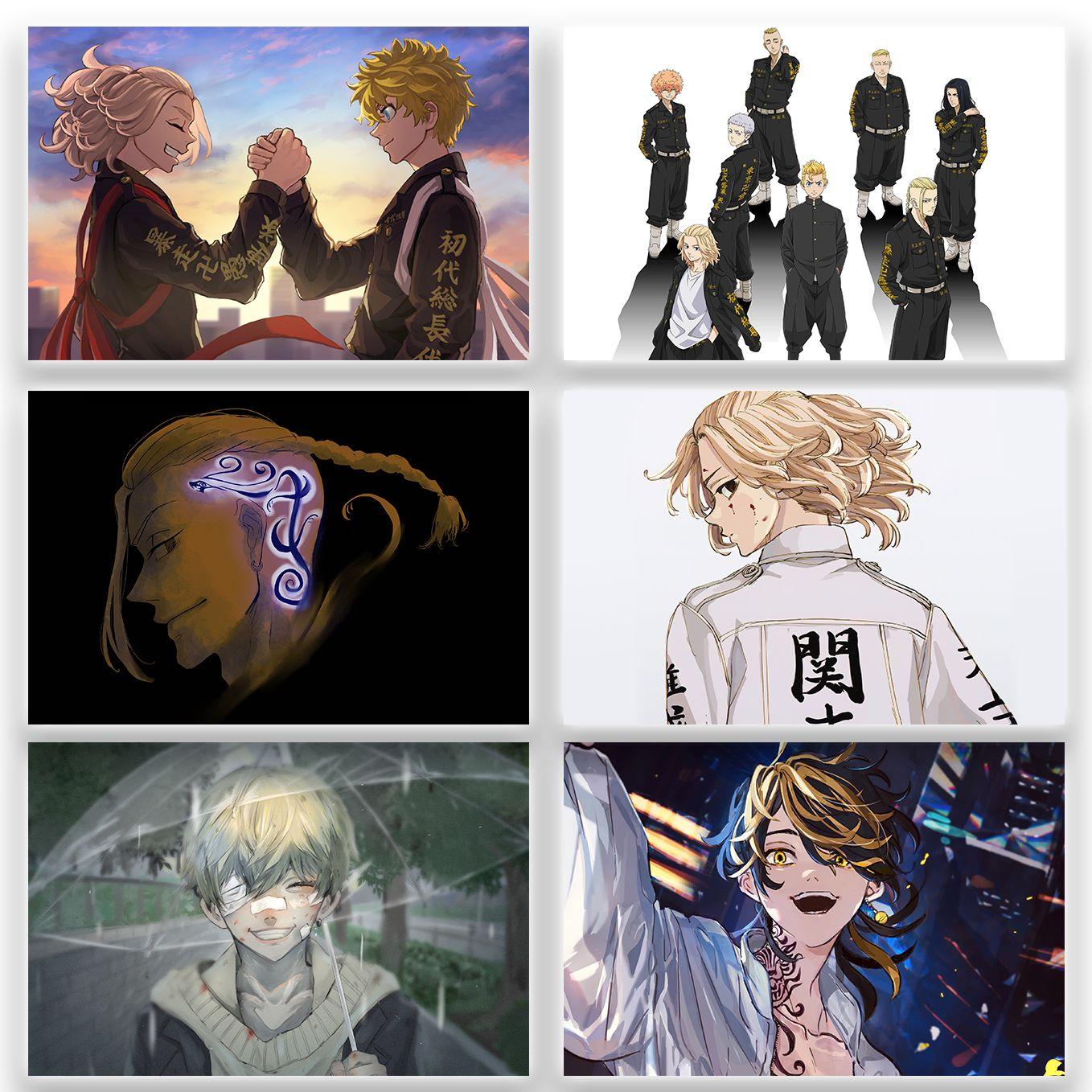 SoulAbiti Tokyo Revengers Poster 6 Landscape Designs (Mikey, Draken, Takemichi, chifuyu, Kazutora 12x18 Inches, 350 GSM) comes with double sided tape, Ideal gift for Anime fans - SoulAbiti