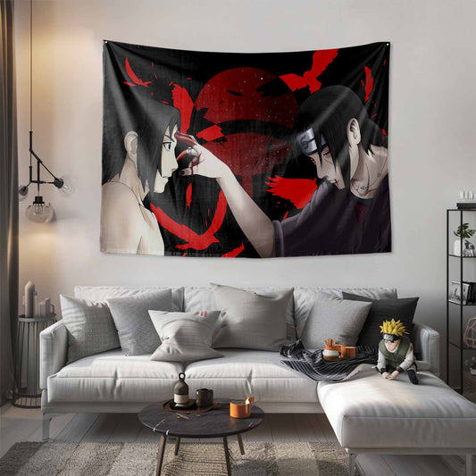 Naruto Itachi and Sasuke Tapestry - 65x43 Inches Premium Polyester Fabric, Vivid Print
