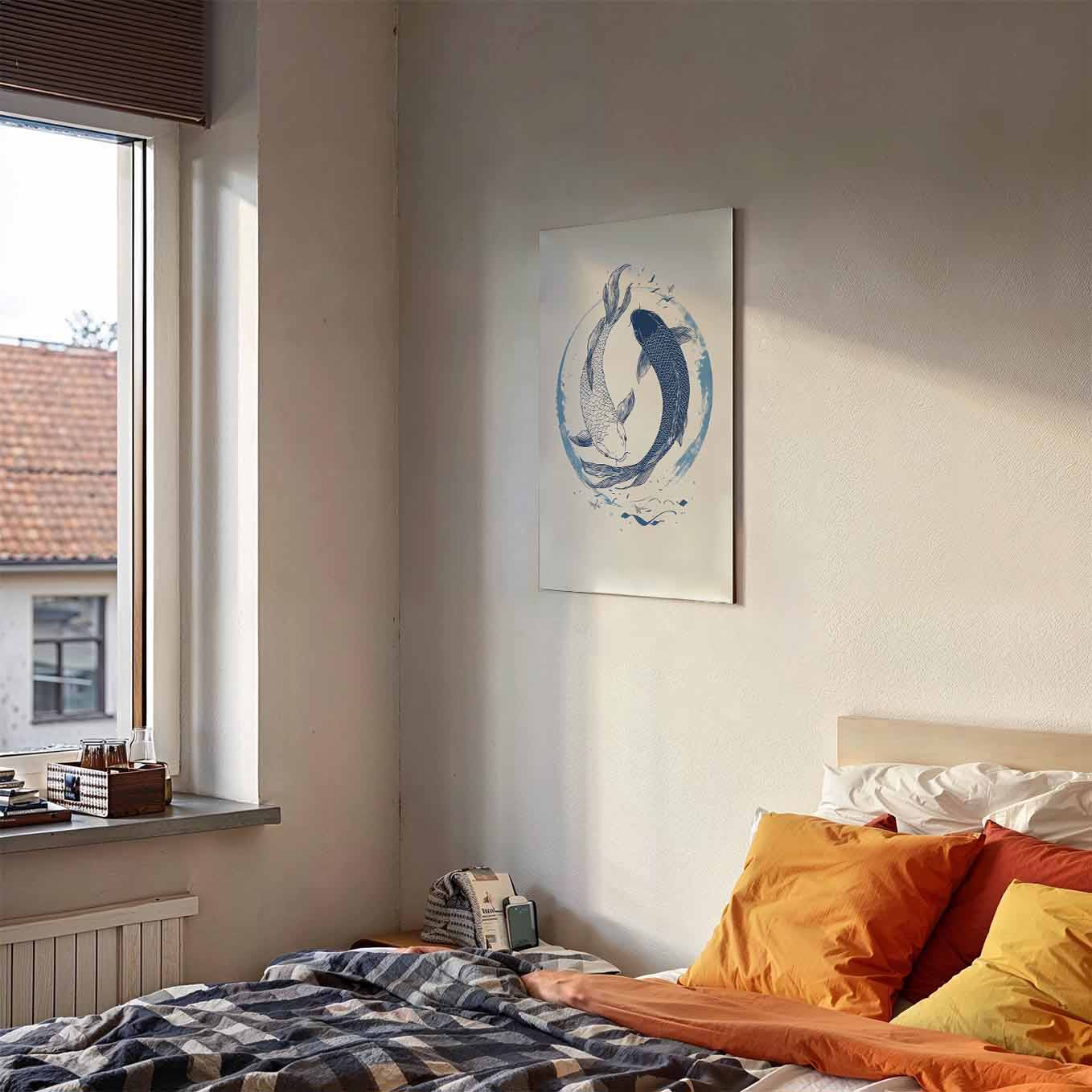 Yin Yang Koi Fish Minimalist Poster -  Wall art 370 GSM with Double Side Tape Ready to Stick Wall Decor