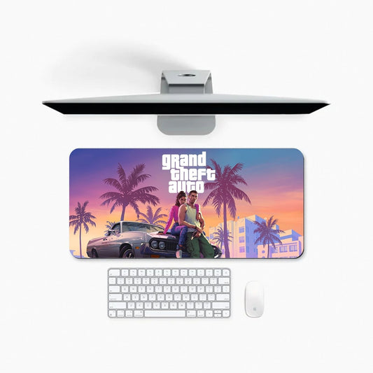 GTA 6 Mouse Pad - 23.6 x 11 Inches Desk Pad - Gaming Workstation Mat for Lucia and Jason - Non-Slip Rubber Base - Smooth Surface for Precise Control