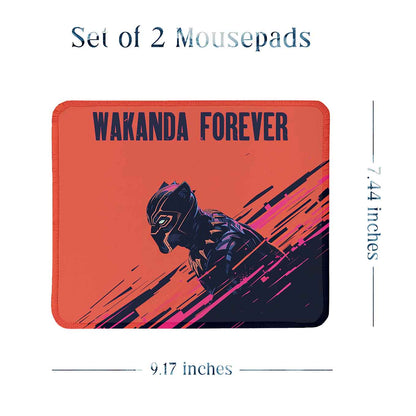 Black Panther Set of 2 Stitched Gaming Mouse Pads with Anti-Slip Rubber Base and Waterproof Surface