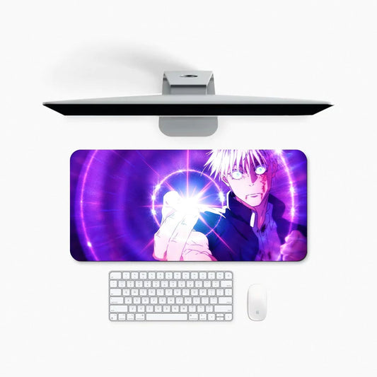SoulAbiti Jujutsu Kaisen Mouse Pad - 23.6 x 11 Inches Desk Pad - Gaming Workstation Mat for Gojo awakened hollow purple - Non-Slip Rubber Base - Smooth Surface for Precise Control